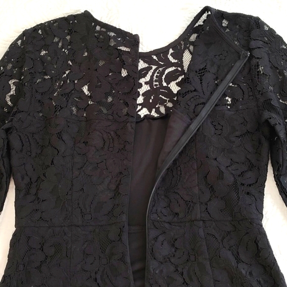 Lulus Black Floral Lace Long Sleeve Midi Dress/ Size S - Picture 5 of 10
